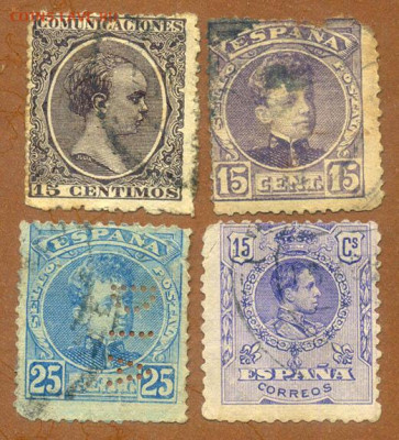 Старая Испания марки 4 шт. до 5.08. - марки-почта_Испания-старая_4шт_гаш