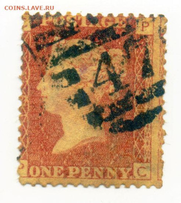 Британия Виктория 1858 до 5.08. - марка-почта_Британия-1858-1d_гаш