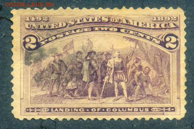 США Высадка Колумба 1892 до 5.08. - марка-почта_США-1892_высадка-Колумба_гаш