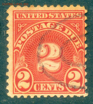 США доплатная марка 1930 до 5.08. - марка-доплата_США-1930-2с_гаш