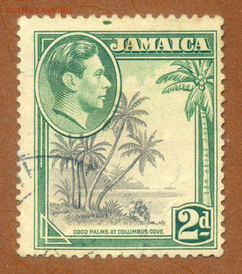Ямайка Георг VI 1938 до 5.08. - марка-почта_Ямайка-1938-2d_гаш