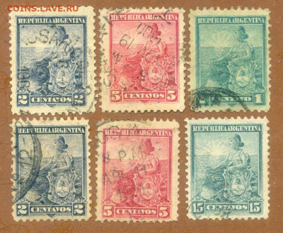 Аргентина марки 6 шт. до 6.08. - марки-почта_Аргентина-1899-1903_6шт_гаш