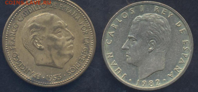 Испания 2,5 песет 1953 г.(54)  5.08.2025 г. 22 -00 МСК. - Испания1