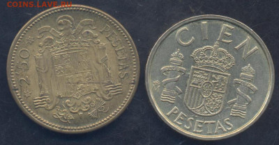 Испания 100 песет 1982 г.  5.08.2025 г. 22 -00 МСК. - Испания