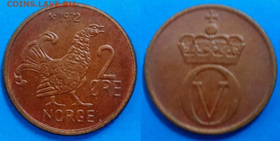 Норвегия - 2 эре 1972 года (Тетерев) до 11.08 - Норвегия 2 эре, 1972
