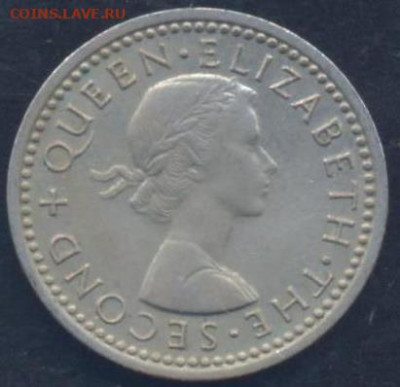 Новая Зеландия 3 пенса 1957 г.8.08.2025 г. 22 -00 МСК. - Зеландия 3 пенса