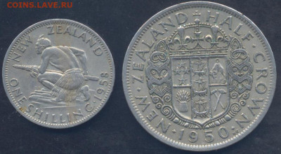2 кроны 1950 г.8.08.2025 г. 22 -00 МСК. - Зеландия полкроны1