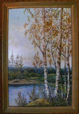 картина "Берёзы" масло, оргалит, рама 66*46см. с рамой - P1830542.JPG