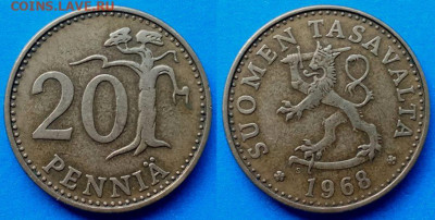 Финляндия - 20 пенни 1968 года до 20.08 - Финляндия 20 пенни, 1968