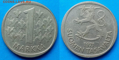 Финляндия - 1 марка 1971 года до 20.08 - Финляндия 1 марка, 1971