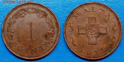 Мальта - 1 цент 1972 года до 20.08 - Мальта 1 цент, 1972