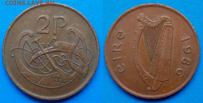 Ирландия - 2 пенса 1986 года до 22.08 - Ирландия 2 пенса, 1986