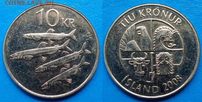 Исландия - 10 крон 2008 года до 22.08 - Исландия 10 крон, 2008