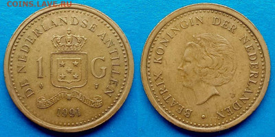 Нид. Антильские острова - 1 гульден 1991 года до 25.08 - Нид. Антильские острова 1 гульден, 1991  50