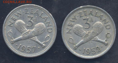 Новая Зеландия 3 пенса 1957 г. 21.08.2025 г. 22 -00 МСК. - Зеландия 3 пенса