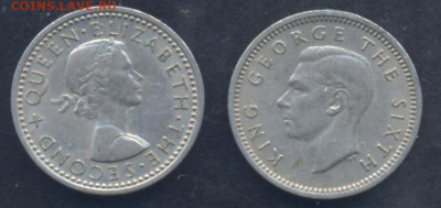 Новая Зеландия 3 пенса 1957 г. 21.08.2025 г. 22 -00 МСК. - Зеландия 3 пенса1
