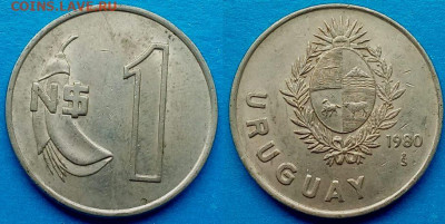 Уругвай - 1 новый песо 1980 годо до 25.08 - Уругвай 1 новый песо, 1980  30