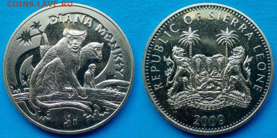 Сьерра-Леоне - 1 доллар 2009 (Мартышка Диана) до 25.08 - Сьерра-Леоне 1 доллар, 2009  250