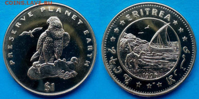 Эритрея - 1 доллар 1996 (Средиземноморский сокол) до 25.08 - Эритрея 1 доллар, 1996  250