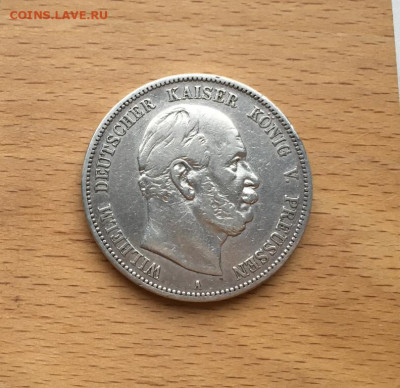 Королевство Пруссия 5 марок 1876 Вильгельм I Серебро - korolevstvo_prussija_5_marok_1876_vilgelm_i_xf_germanija_germanskaja_imperija_serebro_krona_shajba