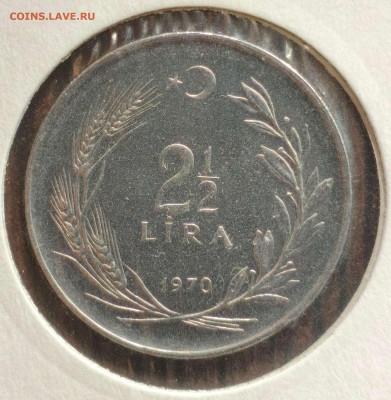 2½ лира 1970г. Турция,UNC, до 23.08.25г. 22:00мск - 1000000970_11zon