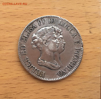 Княжество Лукка и Пьомбино 5 франков 1807 Элиза Бонапарт - italija_knjazhestvo_lukka_i_pombino_5_frankov_franchi_1807_eliza_bonapart_serebro_krona_shajba_redkost