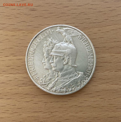 Королевство Пруссия 5 марок 1901 200 лет Пруссии Германия - korolevstvo_prussija_5_marok_1901_200_let_prussii_germanija_germanskaja_imperija_serebro_krona_shajba