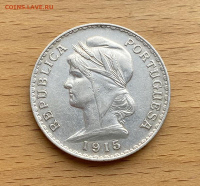 Португалия 1 эскудо 1915 XF Серебро Крона Шайба - portugalija_1_eskudo_1915_xf_serebro_krona_shajba