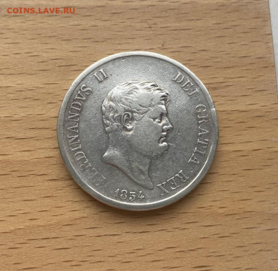 Две Сицилии 120 грано 1854 Фердинанд II Серебро Крона Шайба - dve_sicilii_120_grano_1854_ferdinand_ii_serebro_krona_shajba_italija_neapol_sicilija_grana_gran