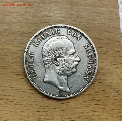 Саксония 5 марок 1904 Георг Германская Империя Германия - saksonija_5_marok_1904_georg_germanskaja_imperija_germanija_serebro_krona