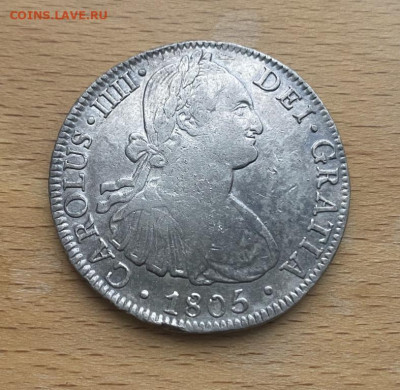 Испанская Мексика 8 Реалов 1805 Король Испании Карл IV Сереб - ispanskaja_meksika_8_realov_1805_korol_ispanii_karl_iv_serebro_krona_shajba_redkost_sokhran