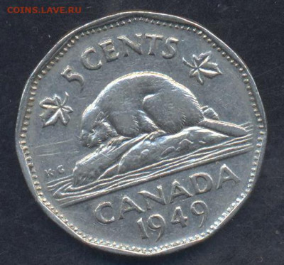 Канада 5 центов 1949 г.26.08.2025 г. 22 -00 МСК. - Канада 5 ц. 1949