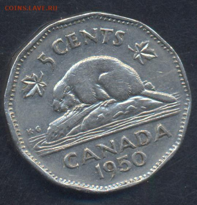 Канада 5 центов 1950 г.26.08.2025 г. 22 -00 МСК. - Канада 5 ц. 1950