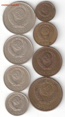 Подборка погодовки СССР 1984: 50к,20к,15к,10к,5к,3к,2к,1к - 1984-8шт А соин