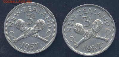 Новая Зеландия 3 пенса 1952 г. 1.09.2025 г. 22 -00 МСК. - Зеландия 3 пенса
