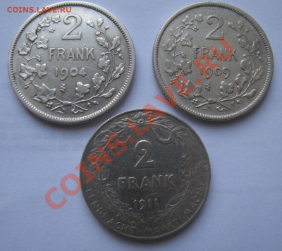 3 по 2 Франка Бельгия 1904, 1909, 1911 - 003