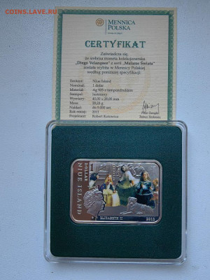 1 доллар 2011 Ниуэ, Диего Веласкес, Ag925, до 15.09 - Ю Веласкес-2