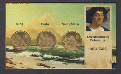 GUANAHANI 2020 3$ 3 монеты парусники Колумб до 14 09 - 10