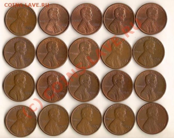 Американские 1 CENT (20 шт., разные года) - liberty.JPG