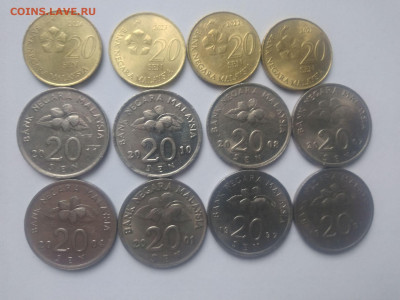 ФИКС Монеты Малайзии до 17.09.2025 22-00 мск - Набор монет Малайзии 20 сен 1