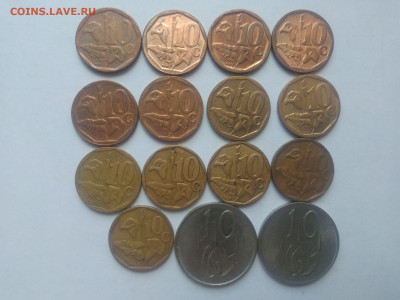 ФИКС Монеты ЮАР №1 до 17.09.2025 22-00 - Набор монет 10 центов ЮАР 2