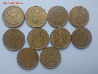 ФИКС Монеты ЮАР №1 до 17.09.2025 22-00 - Набор монет 50 центов ЮАР 1