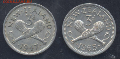 Новая Зеландия 3 пенса 1965 г.13.09.2025 г. 22 -00 МСК. - Н.З. 3 пенса