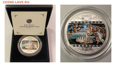 О-ва Кука 20дол 2008 Рождение Венеры.Боттичелли Ag999, до 21 - Х 2008 Венера-0