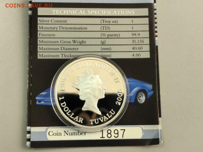 1 доллар 2006 Тувалу. Lamborghini Countach, Ag999, до 22.09 - Ю Ламборджини-3