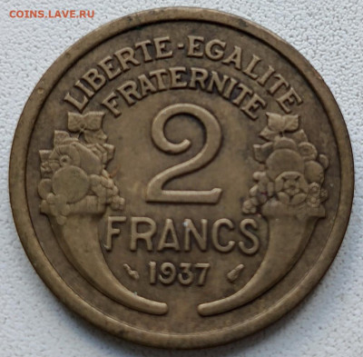 Франция 2 франка 1937 г. до 24.09 - 8016