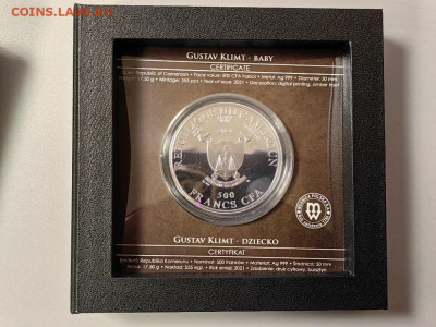 500фр 2021 Камерун Климт - Дитя (Колыбель), Ag999, до 28.09 - Ц Климт Дитя-4
