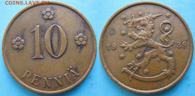 Финляндия 10 пенни 1939 до 28-09-25 в 22:00 - Финляндия 10 пенни 1939    166-к9-5109