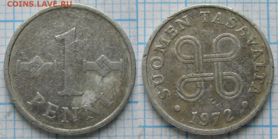 фикс Финляндия 1 и 5 пенни 1963-1976 до 29-09-25 в 22:00 - Финляндия 1 пенни 1972    200-к94-11772