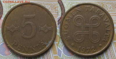 фикс Финляндия 1 и 5 пенни 1963-1976 до 29-09-25 в 22:00 - Финляндия 5 пенни 1972    13267